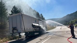 Bolu'da tırda başlayıp ağaçlara sıçrayan yangın söndürüldü