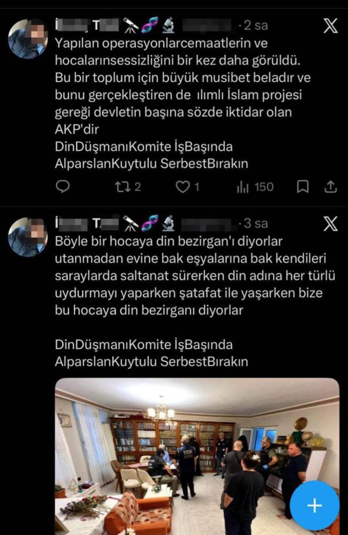 "Alparslan Kuytul Suç Örgütü" operasyonuyla ilgili provokatif paylaşım yapan öğretmene soruşturma 1
