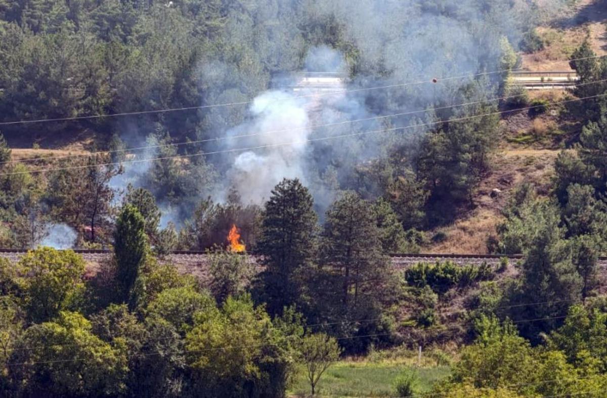Tren raylarında çıkan yangın büyümeden söndürüldü 1