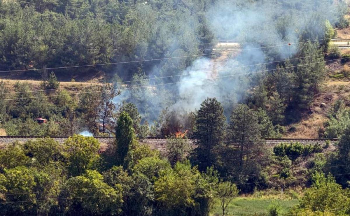 Tren raylarında çıkan yangın büyümeden söndürüldü 2