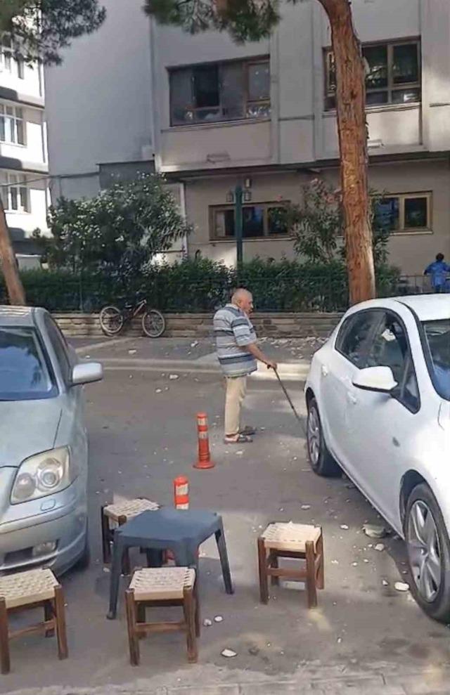 &Ouml;ğretmenevi duvarından kopan beton par&ccedil;aları korkuttu 1