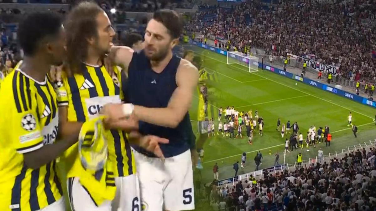 Fenerbahçe Lyon'u eledi, maç sonu ortalık karıştı! Lyonlu oyuncular Matteo Guendouzi'ye saldırdı - Futbol