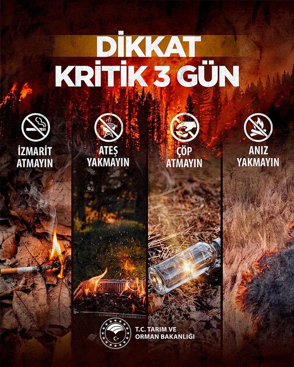 Bakan Yumaklı,  Orman yangınları a&ccedil;ısından kritik 3 g&uuml;n  diyerek paylaştı ve uyardı 2