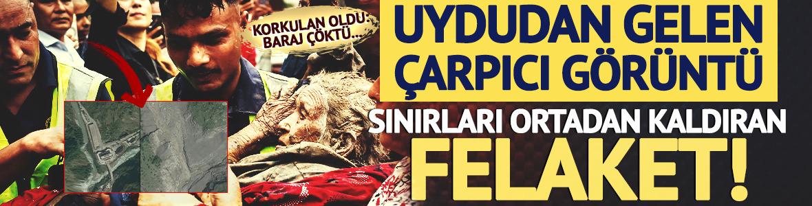 Nepal'deki sel felaketinden &ccedil;arpıcı kare! Sınır hattını bile ortadan kaldırmış