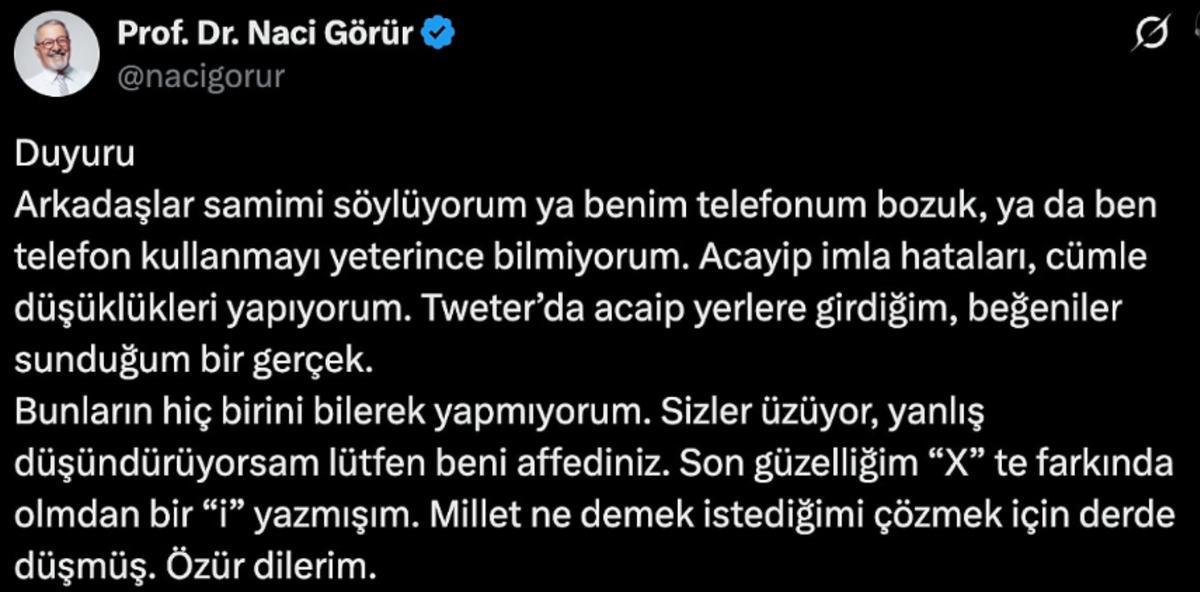 İstanbul depremi paniği! Naci G&ouml;r&uuml;r &uuml;n tek harflik paylaşımı sosyal medyayı birbirine kattı 2