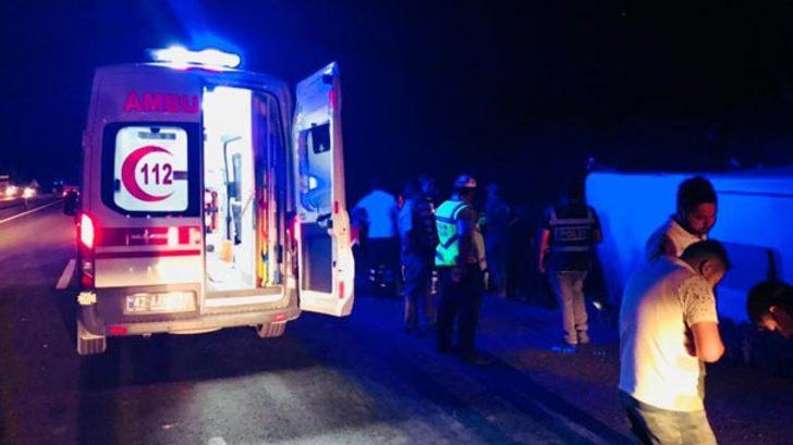 Konya'da otobüs devrildi: Çok sayıda yaralı var