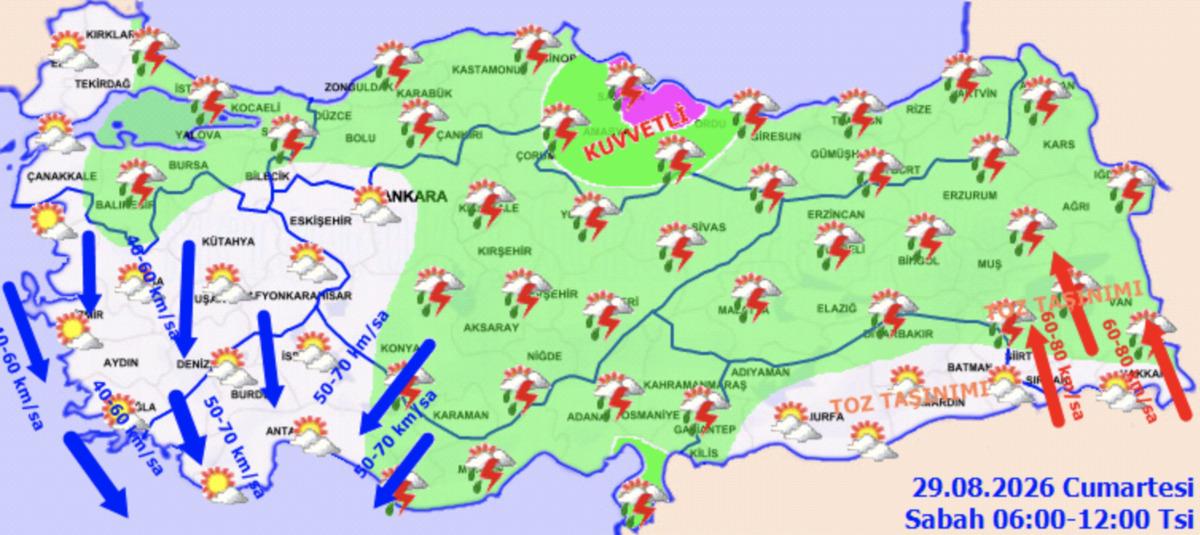 Meteoroloji alarm verdi! 26 il için sarı ve turuncu kod: Sağanak ve fırtına geliyor 1