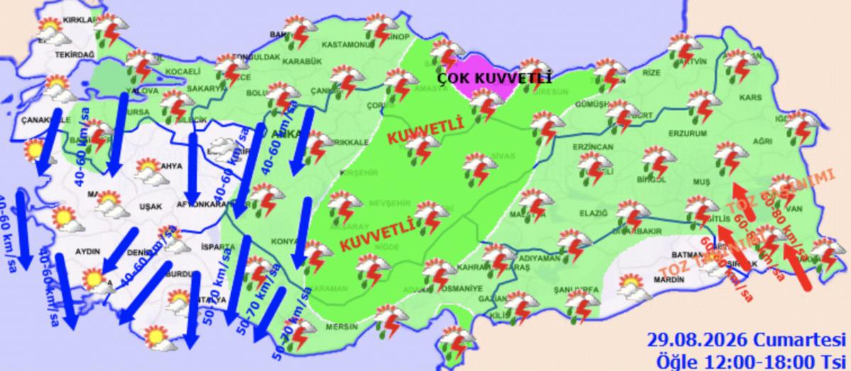 Meteoroloji alarm verdi! 26 il için sarı ve turuncu kod: Sağanak ve fırtına geliyor 2