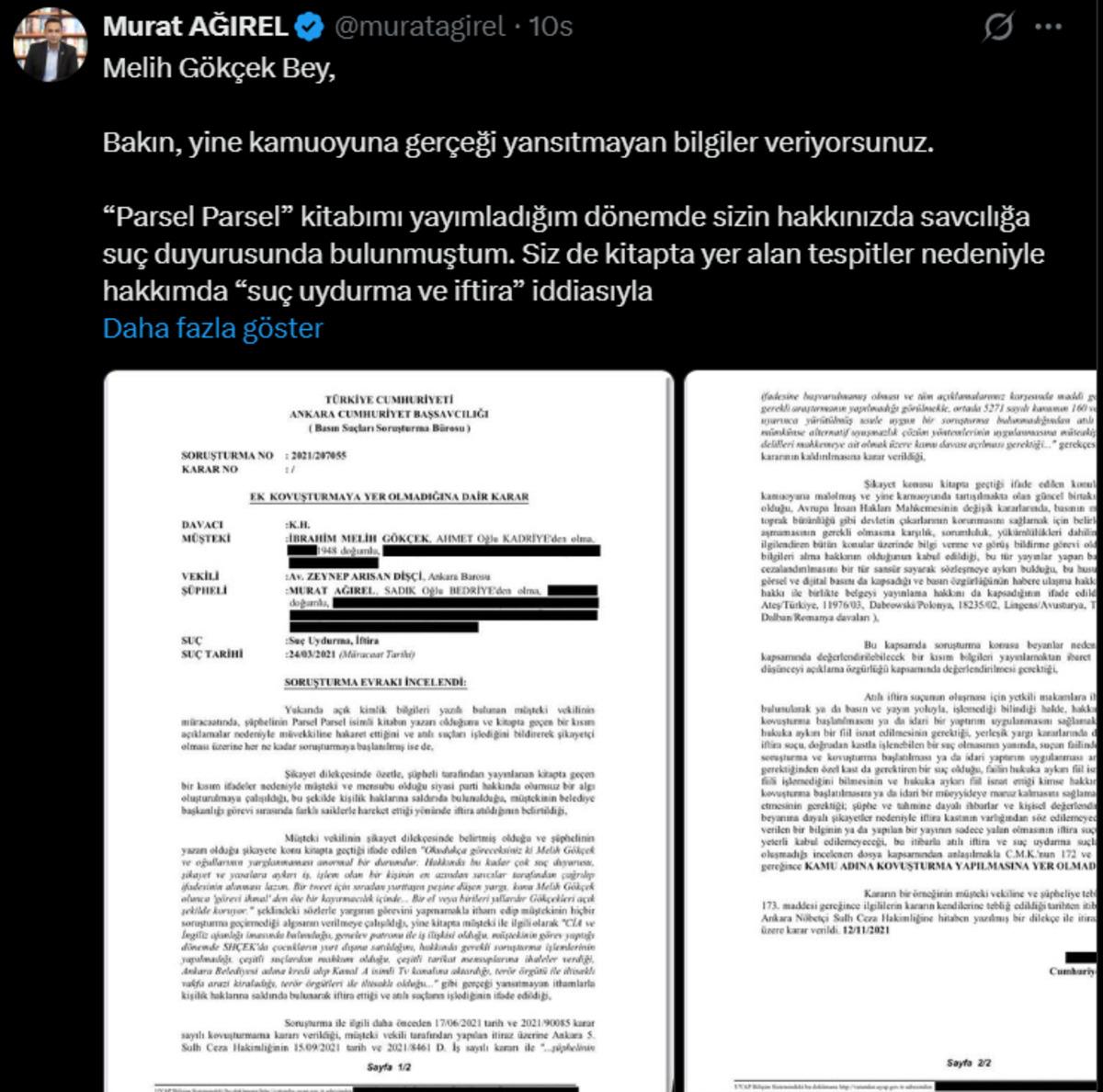 Ağırel den Melih Gökçek e: "Çin’i, Dubai yi, 2 bin dönümlük golf arazisini araştırıyorum..." 2