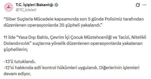 11 ilde siber suç operasyonları: 13 tutuklama 1