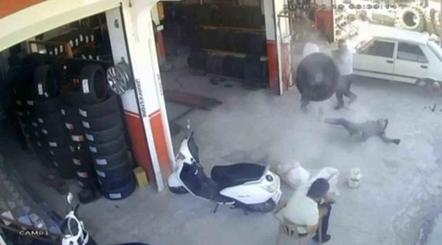 Lastik tamir sırasında bomba gibi patladı 1
