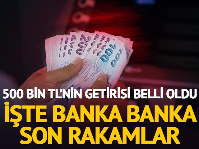 500 bin TL'nin getirisi banka banka belli oldu