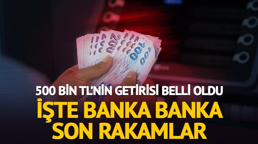 500 bin TL'nin getirisi banka banka belli oldu