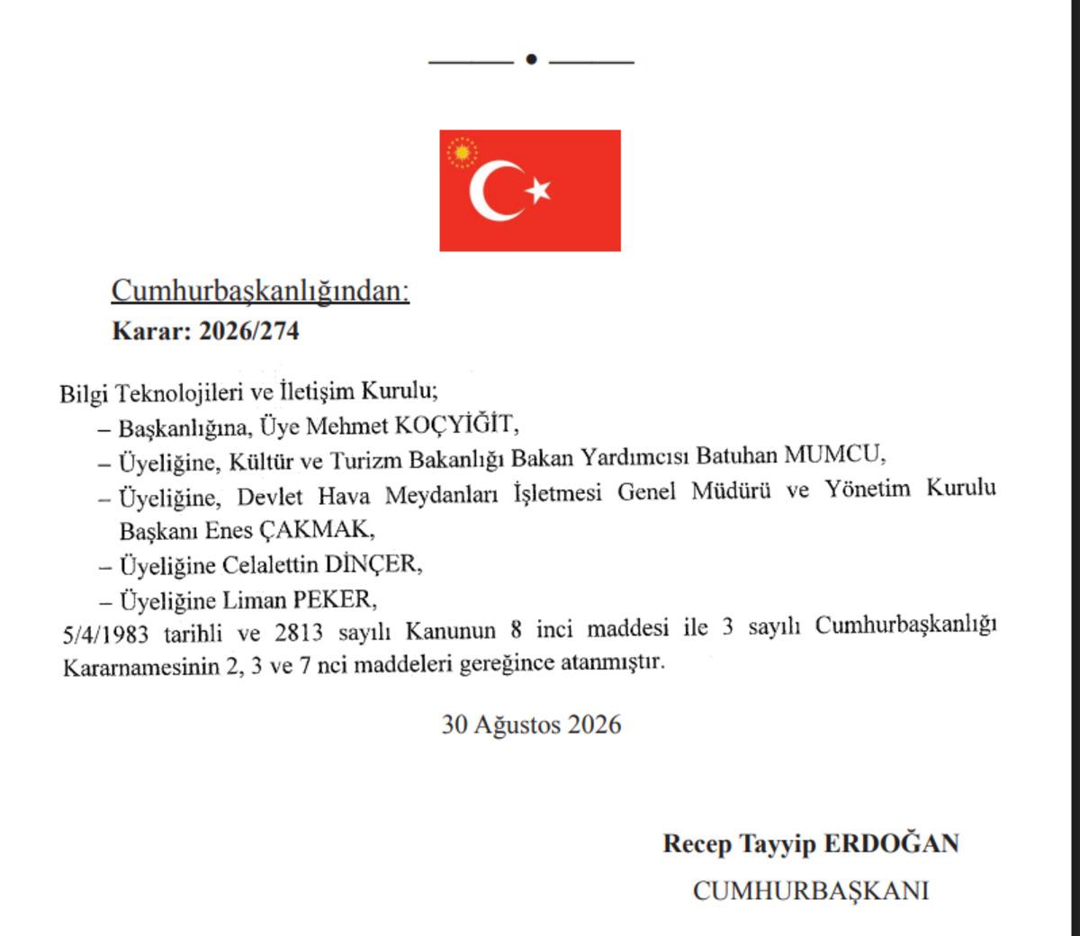 Resmi Gazete de yayımlandı: K&uuml;lt&uuml;r ve Turizm Bakanlığı ndan Bakan Yardımcılığına Coşkun Yılmaz atandı 3