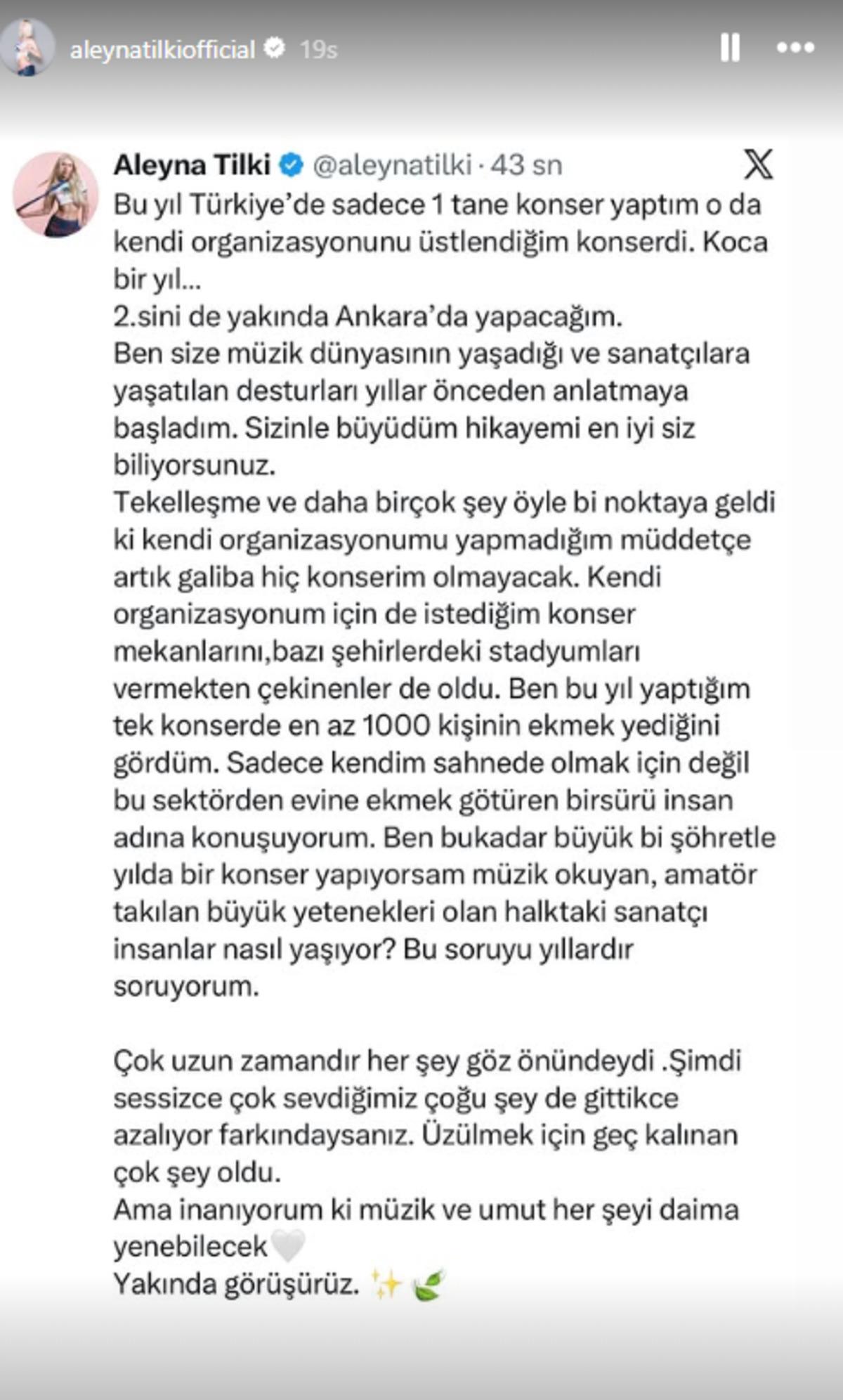 Aleyna Tilki yine isyan etti: Artık hiç konserim olmayacak 2