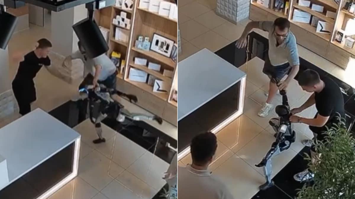 Rusya’da insansı robot, kendisini iten kişiye tekme savurdu: Video tartışma yarattı 1