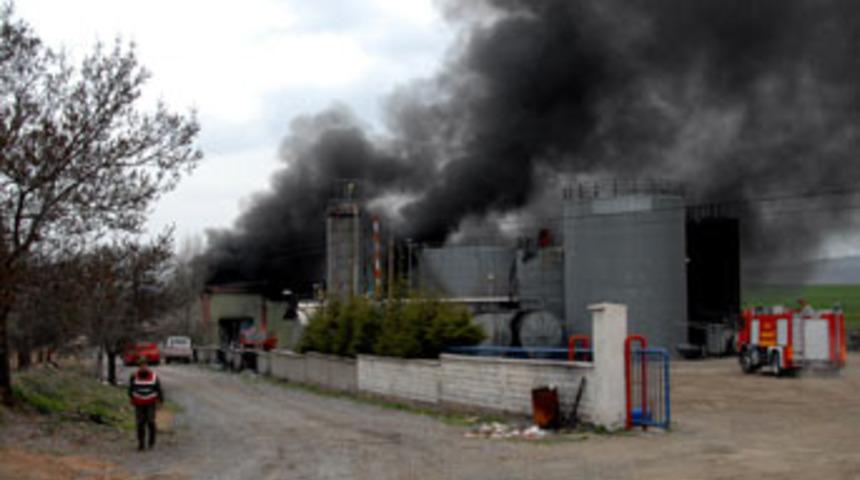 Asfalt şantiyesindeki yangın ucuz atlatıldı