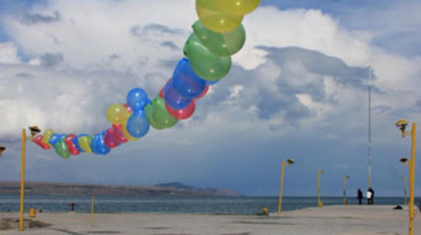 Van G&ouml;l&uuml; sahilleri renklerdi