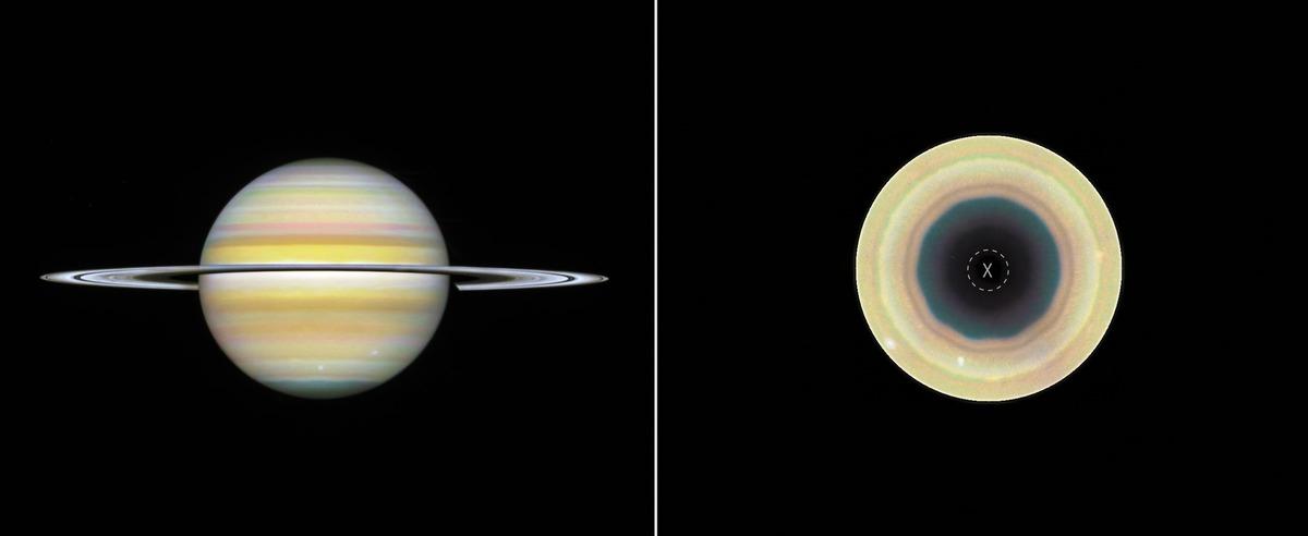 Hubble, Satürn’ün güney kutbunda 10 kenarlı dev bulut dalgası tespit etti 1