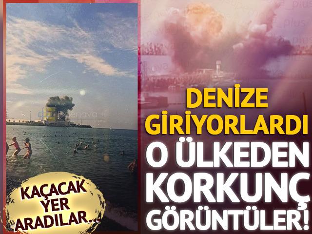 O &uuml;lkede kaos! Turizm kentine bombalar yağdı: İnsanlar sahilde ka&ccedil;acak yer aradı