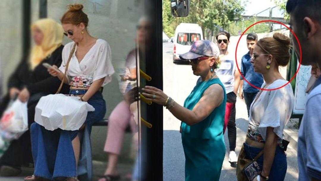 &Uuml;nl&uuml; oyuncu Emel &Ccedil;&ouml;lge&ccedil;en otob&uuml;s beklerken g&ouml;r&uuml;nt&uuml;lendi