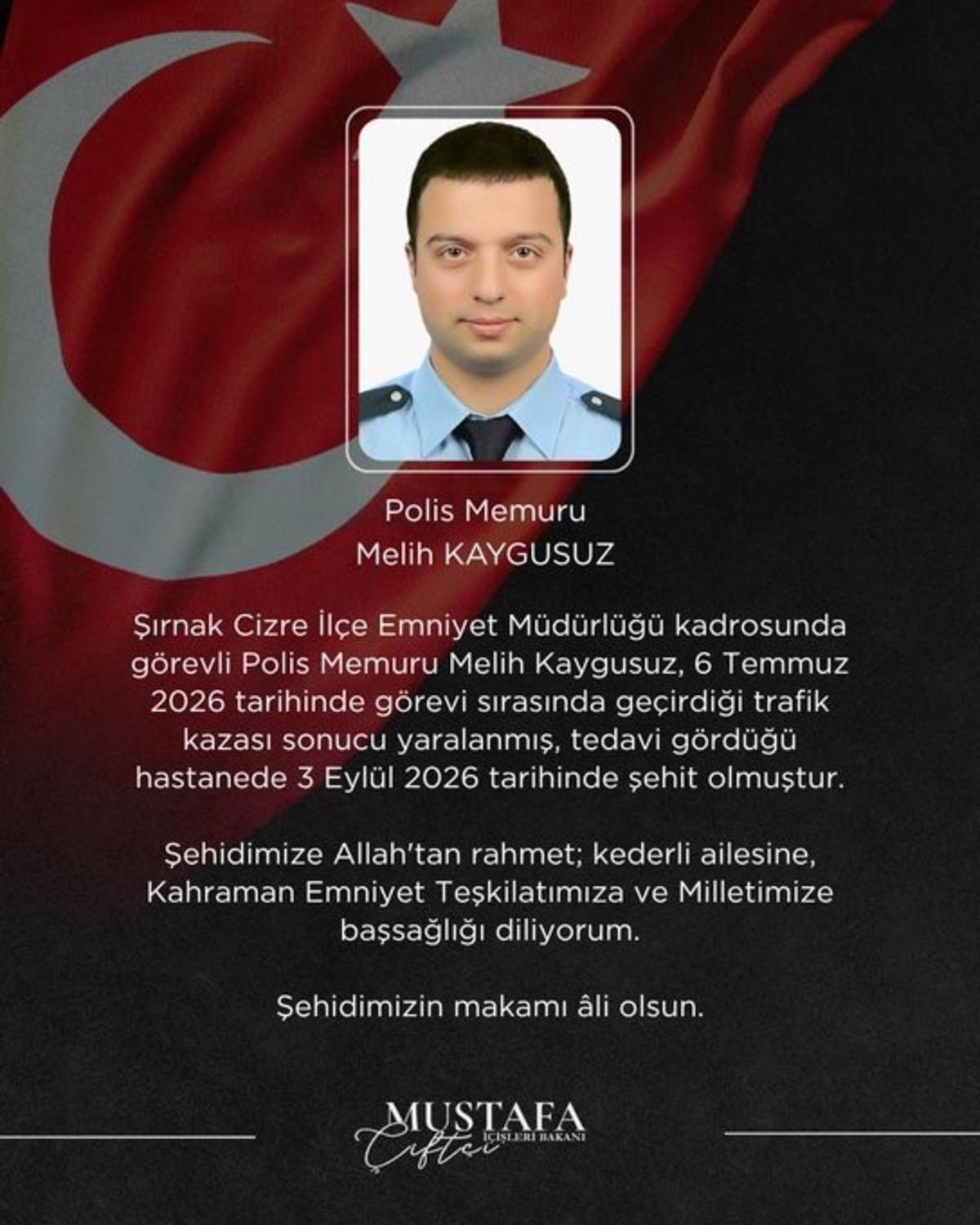 Şırnak taki trafik kazasında yaralanan polis memuru Kaygusuz şehit oldu 1