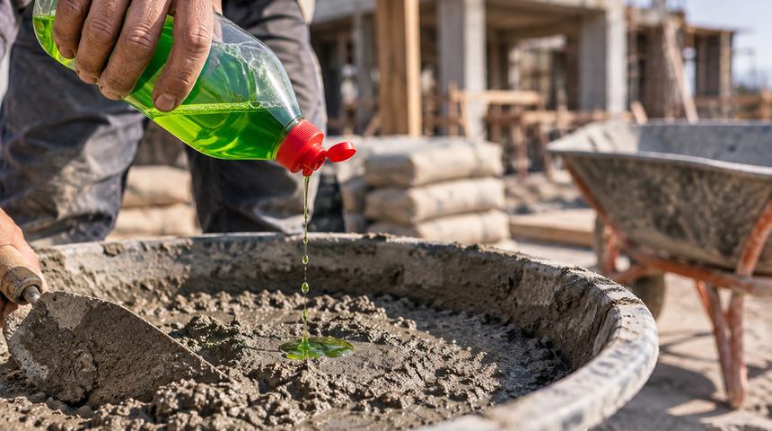 Beton harca birka&ccedil; damla bulaşık deterjanı ekledi! Nedeni şaşırttı
