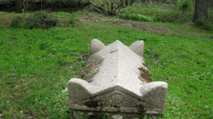 Yol kenarında lahit kapağı bulundu