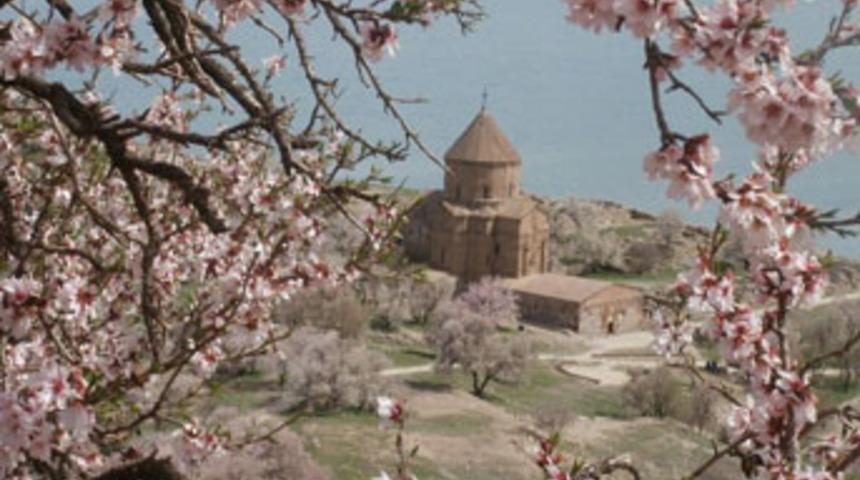 Akdamar Adası &ccedil;i&ccedil;ek bah&ccedil;esine d&ouml;nd&uuml;