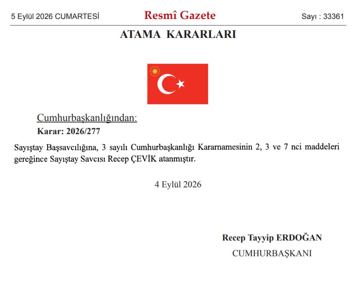 Sayıştay Başsavcılığına Recep &Ccedil;evik atandı 1