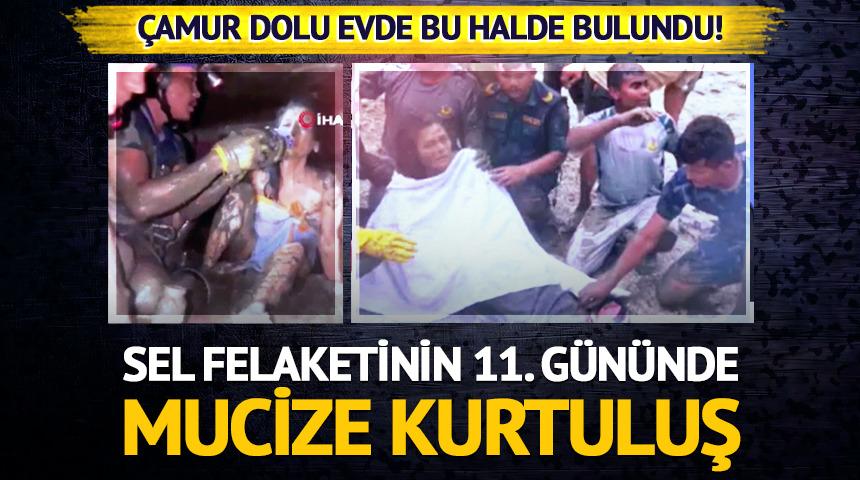 Nepalli kadın, sel felaketinin 11'inci g&uuml;n&uuml;nde &ccedil;amur dolu evinde sağ bulundu