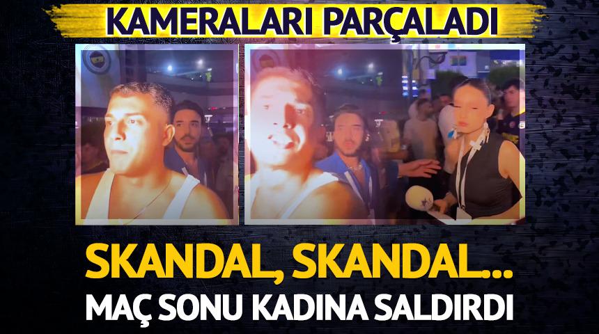 Skandalın b&ouml;ylesi! Fenerbah&ccedil;e ma&ccedil;ının ardından g&ouml;z&uuml; d&ouml;nm&uuml;ş holigan, kadın muhabire saldırdı