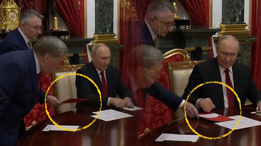 Kremlin&rsquo;deki kırmızı dosyanın gizemi: Putin&rsquo;in &ouml;n&uuml;ne bırakıldı, i&ccedil;eriği merak uyandırdı