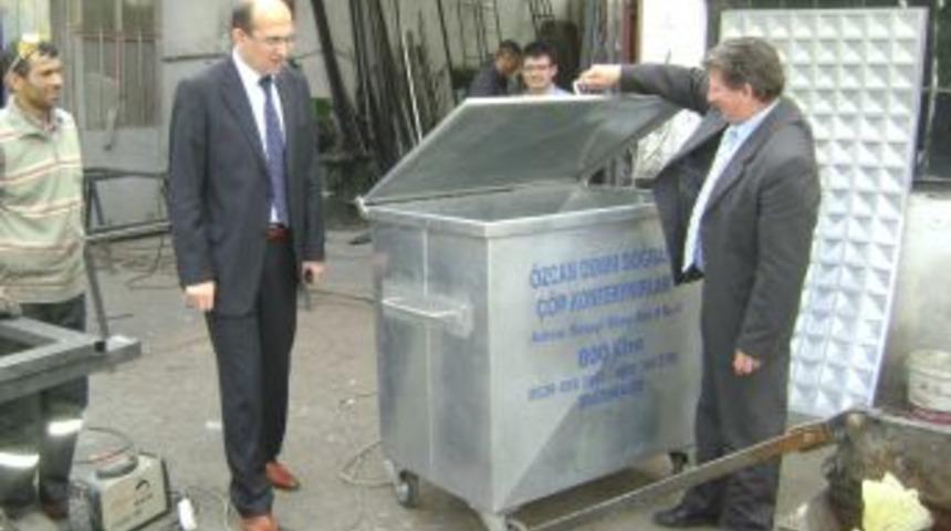 &Ccedil;&ouml;p konteynırları il&ccedil;ede imal ediliyor