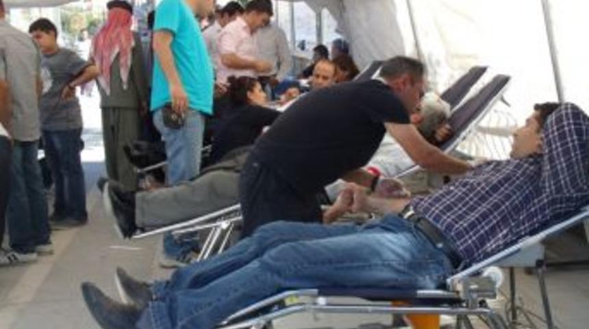 Cizre&rsquo;de kan bağışı &ccedil;adırı kuruldu