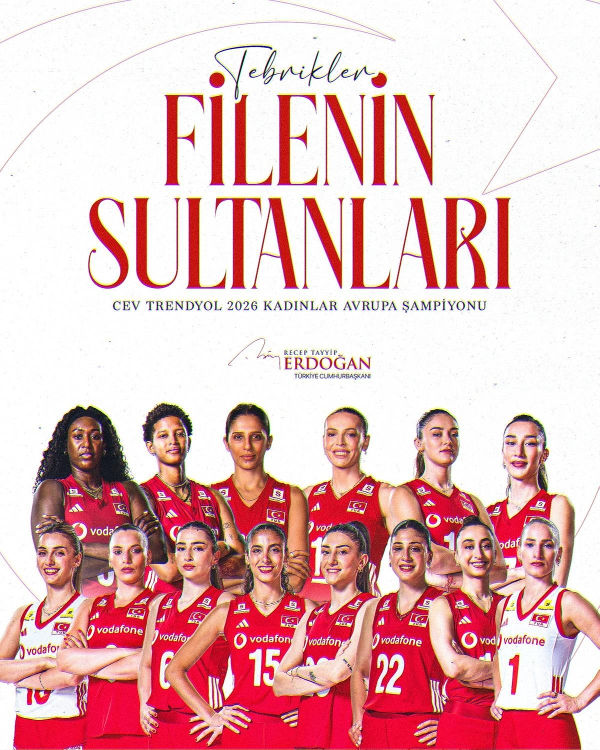 Cumhurbaşkanı Erdoğan dan, Avrupa Şampiyonu olan A Milli Kadın Voleybol Takımı na tebrik 1