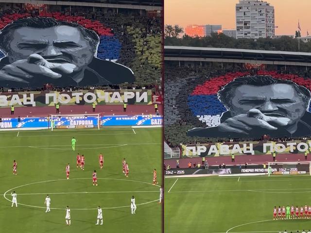 Dev derbide 'Bosna Kasabı' skandalı! Kızılyıldız cephesinden Ratko Mladi&ccedil; i&ccedil;in saygı duruşu