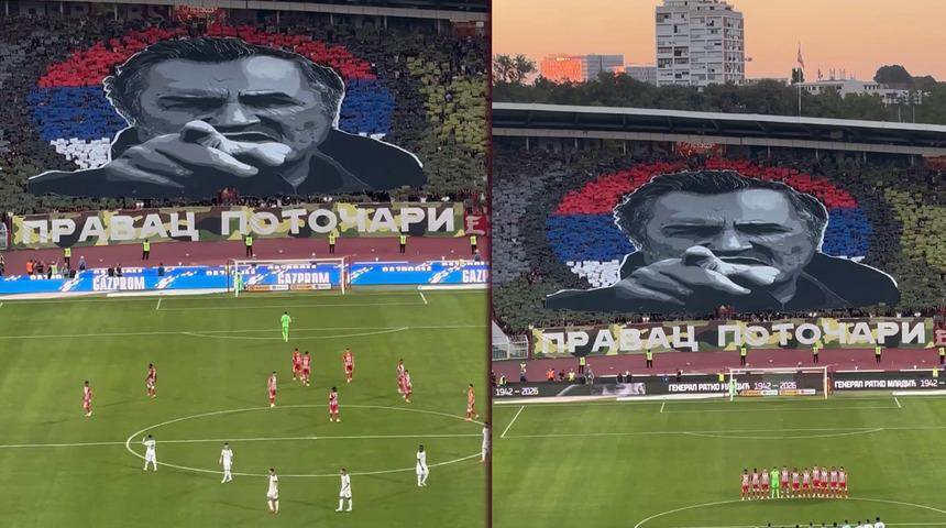 Dev derbide 'Bosna Kasabı' skandalı! Kızılyıldız cephesinden Ratko Mladi&ccedil; i&ccedil;in saygı duruşu