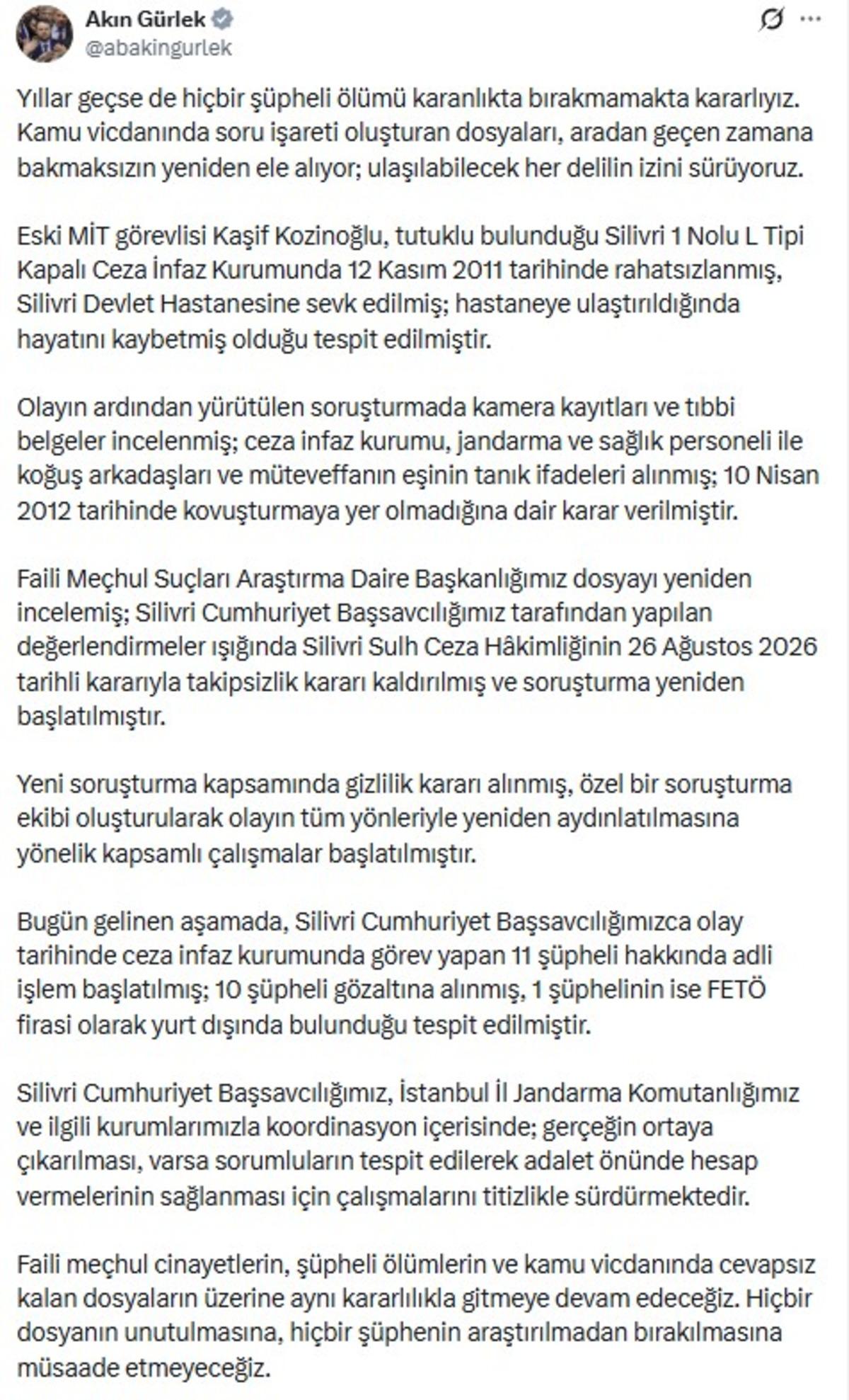 Kaşif Kozinoğlu soruşturmasında 11 gözaltı kararı! 2