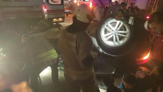 Defne’de takla atan otomobilin sürücüsü yaralandı 2