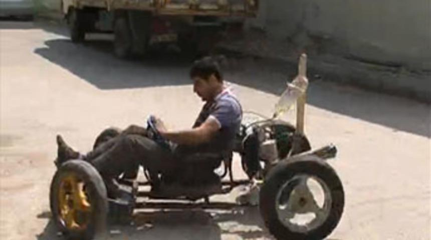 Hurdadan go-kart araç yaptı