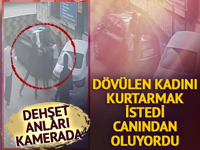 D&ouml;v&uuml;len kadını kurtarmak istedi canından oluyordu! Dehşet anları kamerada