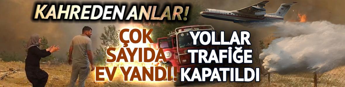Kozan'da korkutan anlar! 7 ev yandı, yollar trafiğe kapatıldı