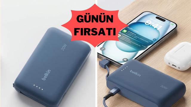 Şarjım bitti derdine son veren Belkin entegre kablolu powerbank indirimde!