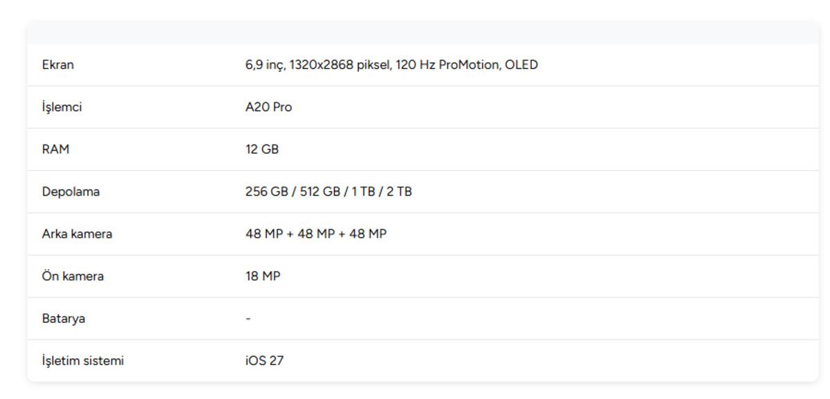 Apple ilk katlanabilir telefonu iPhone Duo modelini tanıttı! İşte yeni modellerin &ouml;zellikleri; iPhone 18 Pro, 18 Pro Max, iPhone Duo, AirPods 5, Watch Ultra 4 12