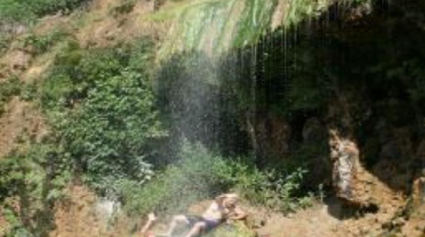 Kar Kaplanları şelale suyunda serinledi