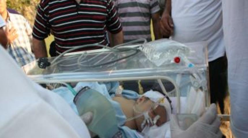 Organları ters olan Eymen bebek, hava ambulansı ile Hacettepe'ye sevk edildi