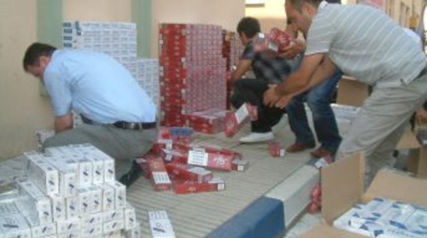 Yıl i&ccedil;inde 10 operasyonda 800 bin paket ka&ccedil;ak sigara yakalandı