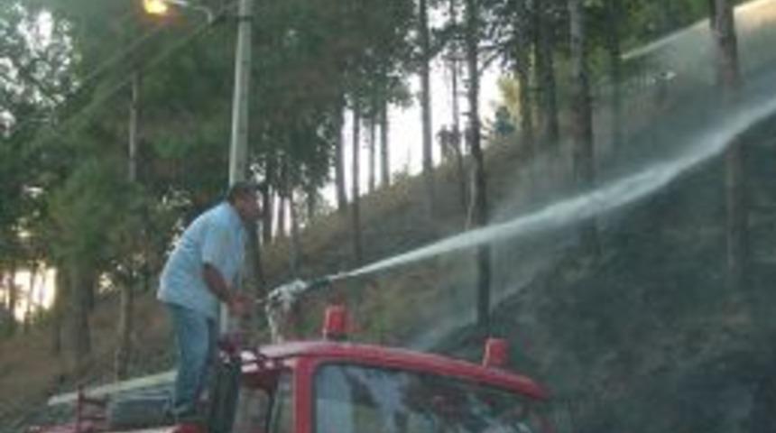 Ormanlık alandaki yangın b&uuml;y&uuml;meden s&ouml;nd&uuml;r&uuml;ld&uuml;