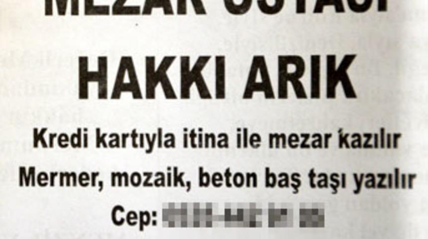 Mezar ustasından kredi kartı a&ccedil;ılımı